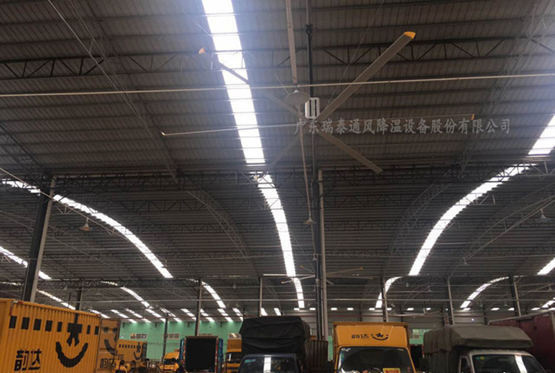 瑞泰風工廠車間用大型工業吊扇，大型物流倉庫應用案例